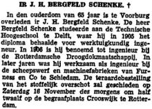 1940 Overlijden Johann Hermann Bergfeld Schenke [1875 - 1940]   